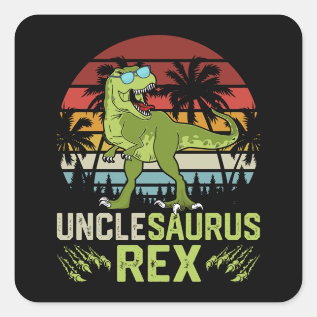 Unclesarurus Rex | Cool Retro Dinosaurier Design Quadratischer Aufkleber (Vorderseite)