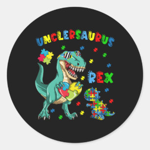 Unclesaurus Autism Awareness Onkel Dinosaur Puzzle Runder Aufkleber