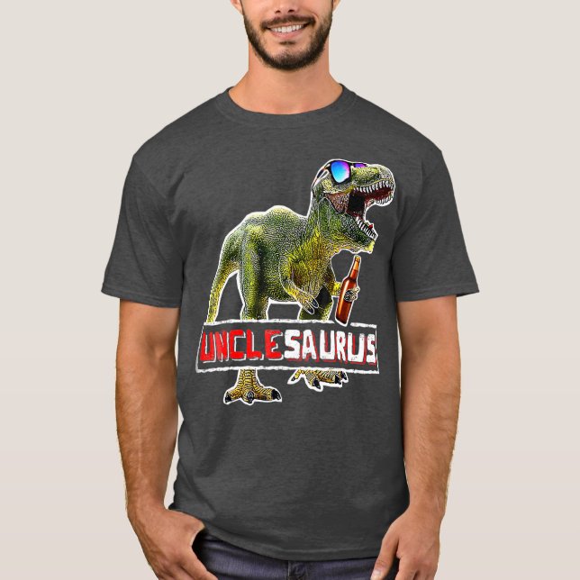 Unclesaurus Rex Beer  T Rex Dinosaur Fun Uncle T-Shirt (Vorderseite)