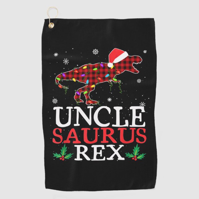 Unclesaurus Rex Karierte Weihnachtsleuchten Golfhandtuch (Vorderseite)