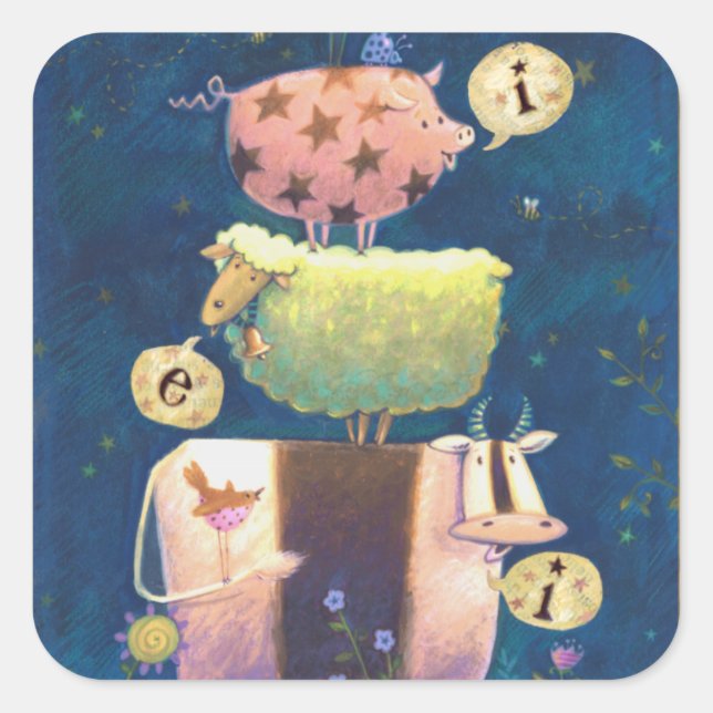 Und auf diesem Bauernhof Quadratischer Aufkleber (Vorderseite)