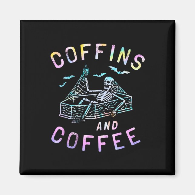 Und Coffee Funny Skelett Gefärbte Krawatte Retro H Magnet (Vorne)