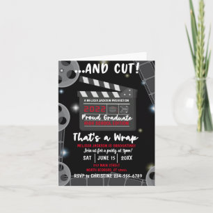 Und Cut That's a Wrap Abschlussfeier Schwarze Einl Einladung