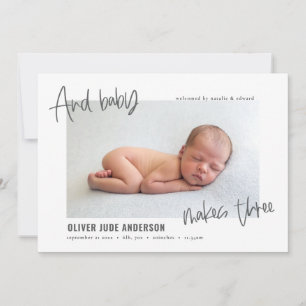 Und das Baby macht drei Fotos moderne Geburt Ankündigung