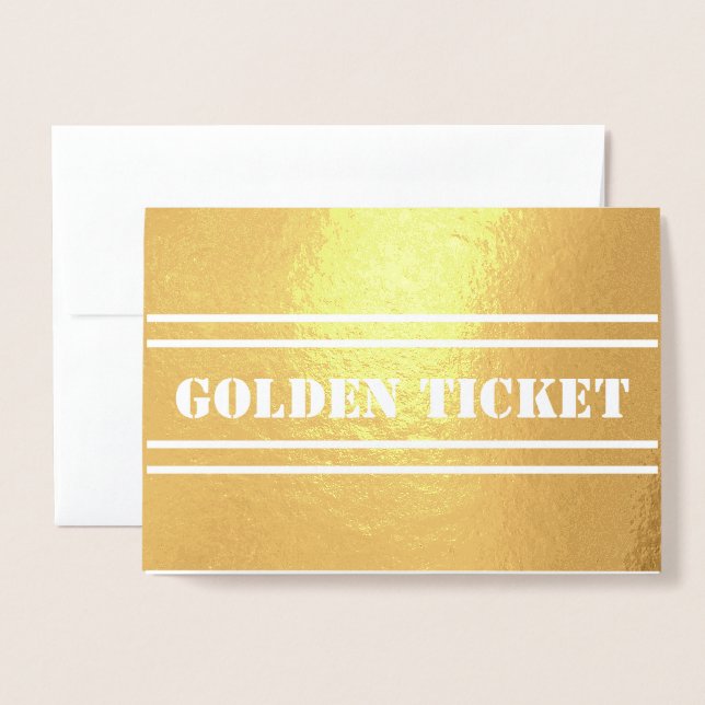 Und der Gewinner ist: Goldenes Ticket Folienkarte (Vorderseite mit Umschlag)