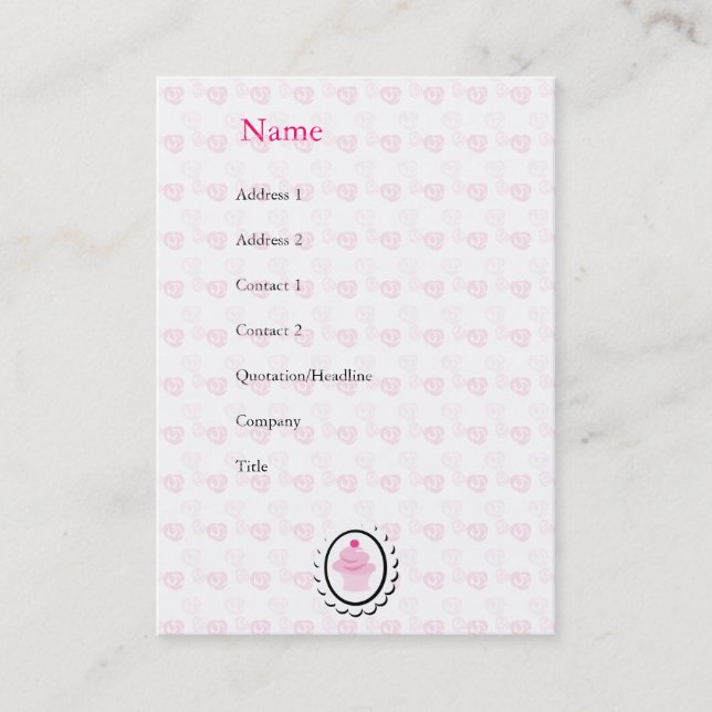 Und der Kuchen war rosa und sie war klein Visitenkarte (Vorderseite)