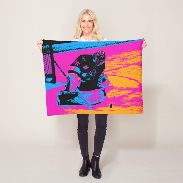 Und der Puck hält hier an! - Eishockey Goalie Fleecedecke (Beispiel)