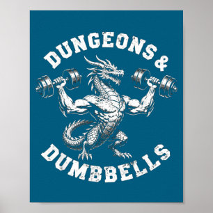 Und Dungeons Hanteln Fitnessstudio-Workout Fantasy Poster