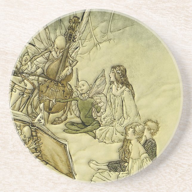 Und ein feenhaftes Lied - Arthur Rackham Sandstein Untersetzer (Vorne)