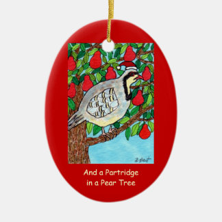 Und ein Rebhuhn in einem Birnen-Baum Keramik Ornament
