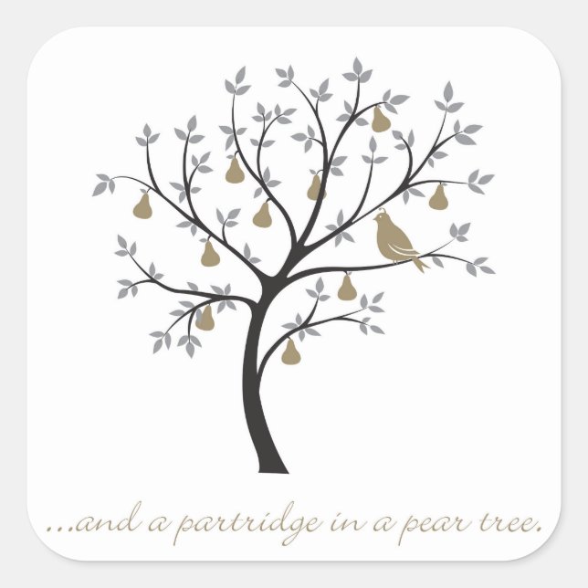 Und ein Rebhuhn in einer Birne Quadratischer Aufkleber (Vorderseite)
