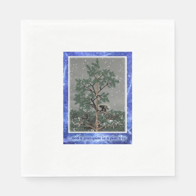 Und eine Porcupine in einem Kiefernbaum Serviette (Vorderseite)