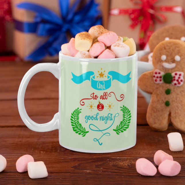 Und für alle eine gute Nacht Weihnachtstypografie Jumbo-Tasse (And To All A Good Night Christmas Typography Giant Coffee Mug)