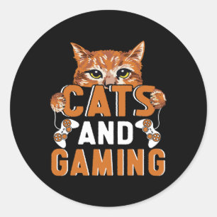 Und Gaming für das Videospiel Cat Lover Gamer Runder Aufkleber