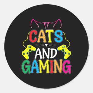 Und Gaming für das Videospiel Cat Lover Gamer Runder Aufkleber