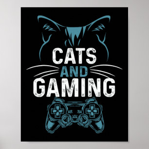 Und Gaming Süße Katzenliebhaber Gamer Videospiel S Poster