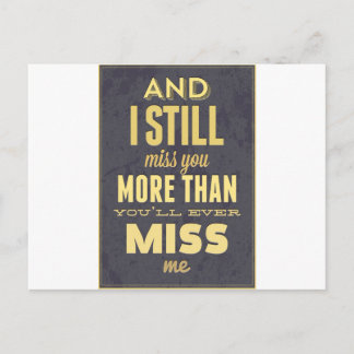 Und ich vermisse dich mehr, als du Miss Me vermiss Postkarte