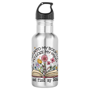 Und in mein Buch I Go - Blumenbuch Lover Edelstahlflasche
