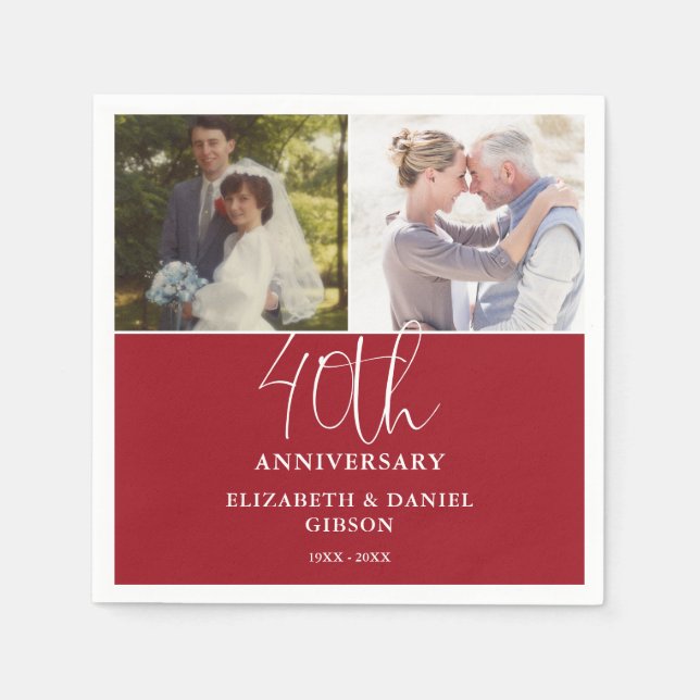 Und jetzt 2 Foto 40. Hochzeitstag Serviette (Vorderseite)