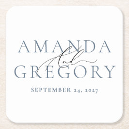 und Script Elegant Paare Namen & Datum Rechteckiger Pappuntersetzer