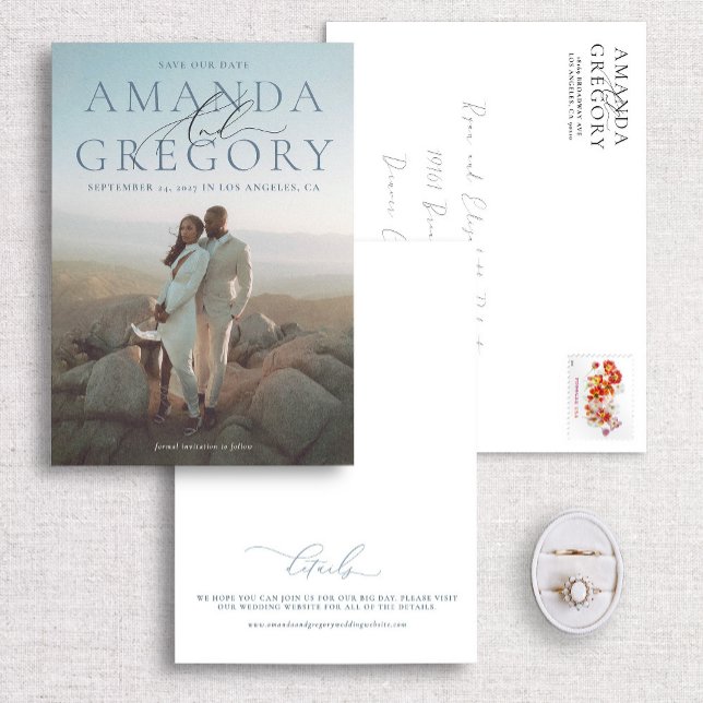 und Script Full Foto Elegante Save the Date Karte (Von Creator hochgeladen)