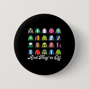 Und sie sind abseits von Pferderennen Derby Day Fu Button