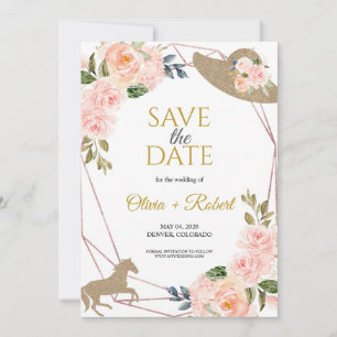 Und sie sind auf dem Weg in die Altar! Derby Theme Save The Date