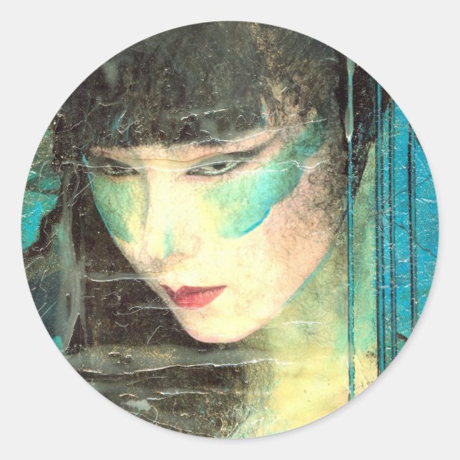 Und sie wartet runder aufkleber (Vorderseite)