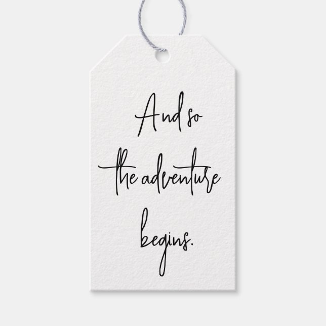 Und so beginnt das Abenteuer Abschluss Center Geschenkanhänger (Vorderseite)