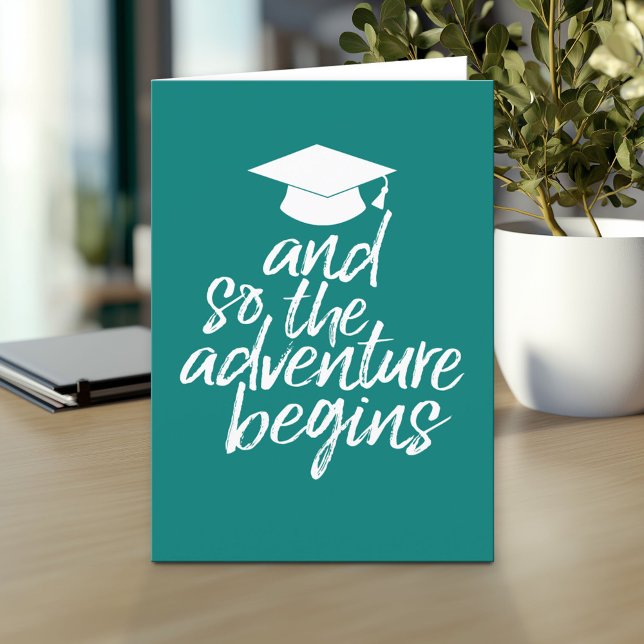 Und so beginnt das Abenteuer - Abschluss Karte (And so the adventure begins - Custom Graduation Greeting Card)