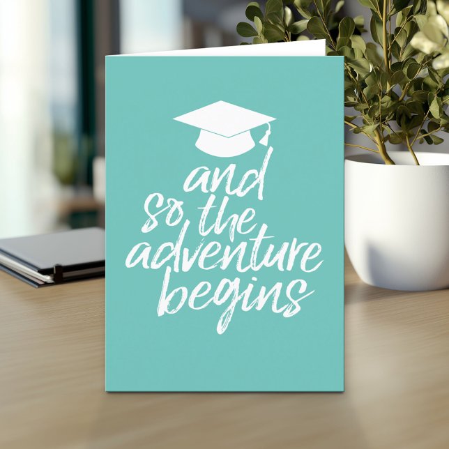 Und so beginnt das Abenteuer - Abschluss Karte (And so the adventure begins - Custom Graduation Greeting Card)