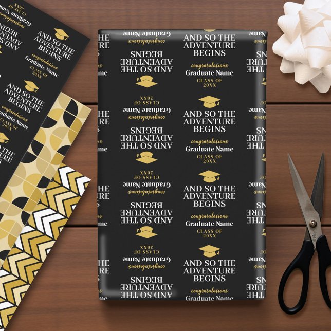 Und so beginnt das Abenteuer - Moderner Abschluss Geschenkpapier Set (Custom Graduation Wrapping Paper)