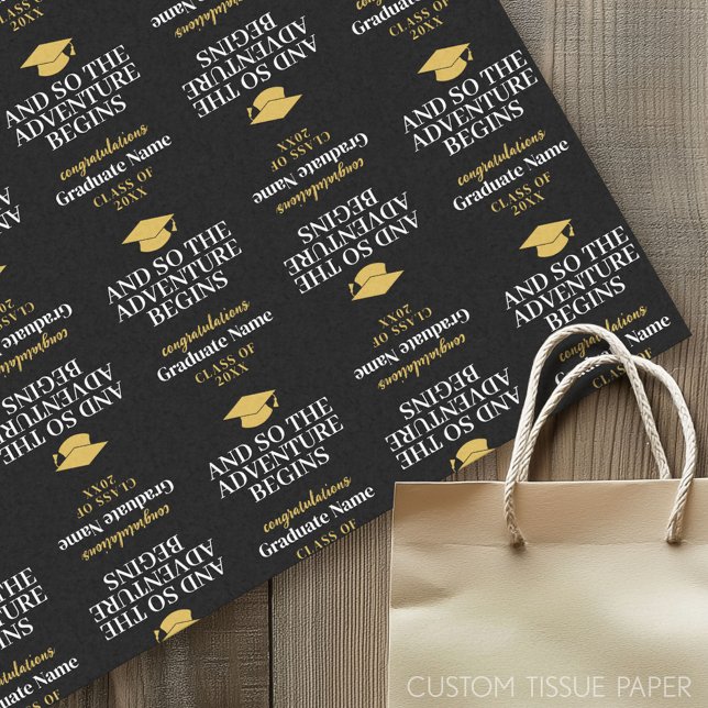 Und so beginnt das Abenteuer - Moderner Abschluss Seidenpapier (Graduation Tissue Paper)