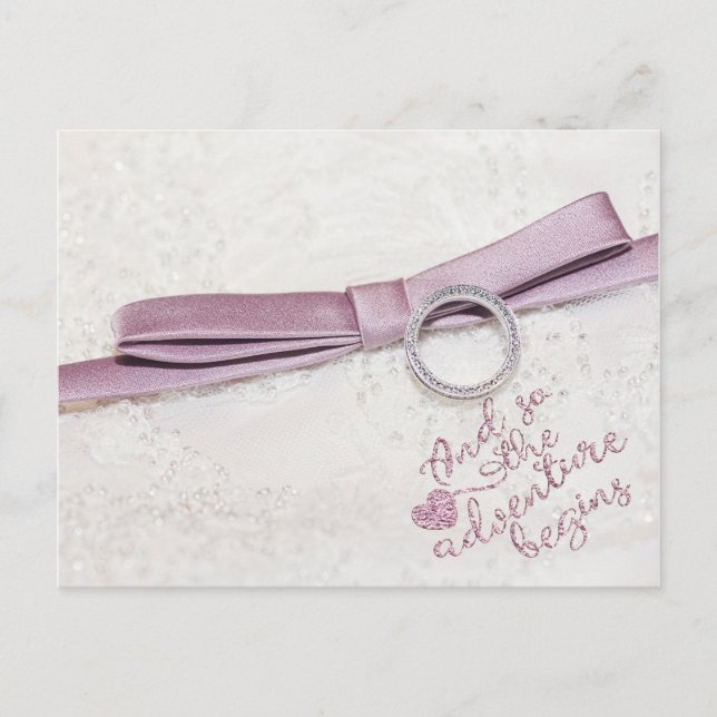 Und so beginnt das Abenteuer - Verlobung Hochzeit Ankündigungspostkarte (Vorderseite)