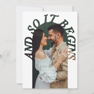 Und so beginnt es Retro Arch Foto Hochzeit Save Th The Date