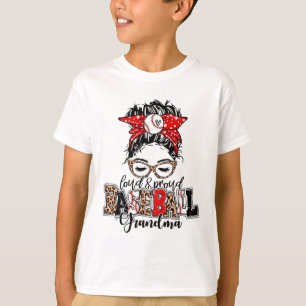Und stolz Baseball Grandma Messy Bun Leopard T-Shirt