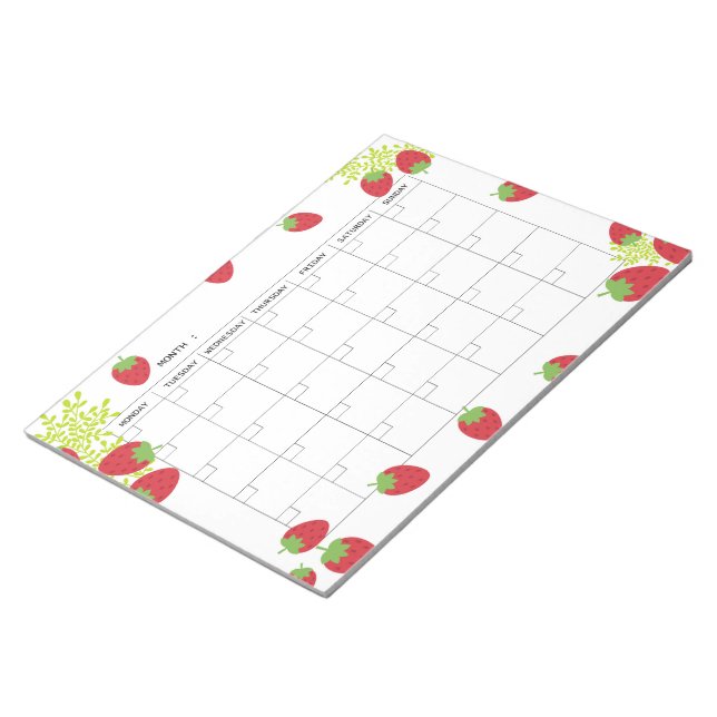 Undated Minimal Strawberry Monthly Planner  Notizblock (angewinkelt)