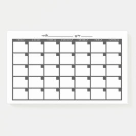 Undated Sticky Note Calendar - Black Post-it Klebezettel