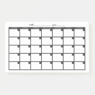 Undated Sticky Note Calendar - Black Post-it Klebezettel