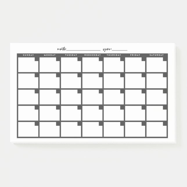 Undated Sticky Note Calendar - Black Post-it Klebezettel (Vorderseite)