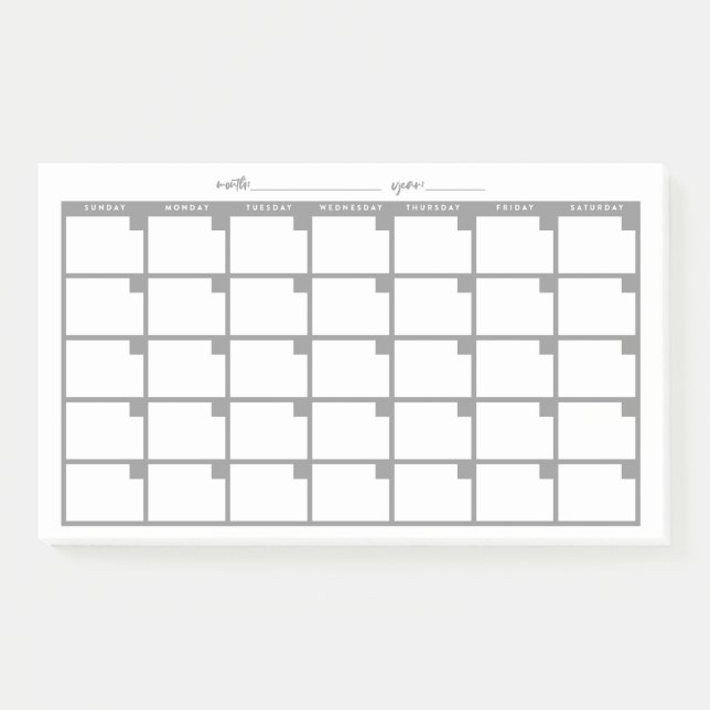 Undated Sticky Note Calendar - Grau Post-it Klebezettel (Vorderseite)