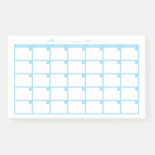 Undated Sticky Note Calendar - Light Blue Post-it Klebezettel
