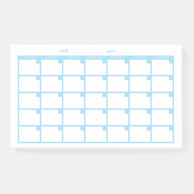 Undated Sticky Note Calendar - Light Blue Post-it Klebezettel (Vorderseite)