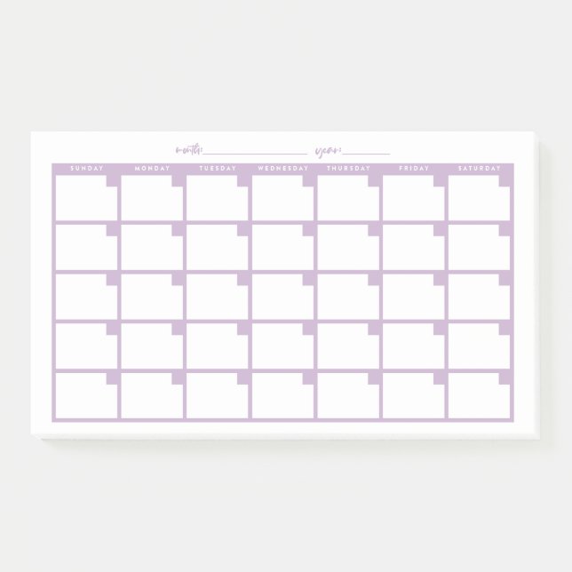 Undated Sticky Note Calendar - Light Lila Post-it Klebezettel (Vorderseite)
