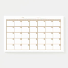 Undated Sticky Note Calendar - Tan Post-it Klebezettel
