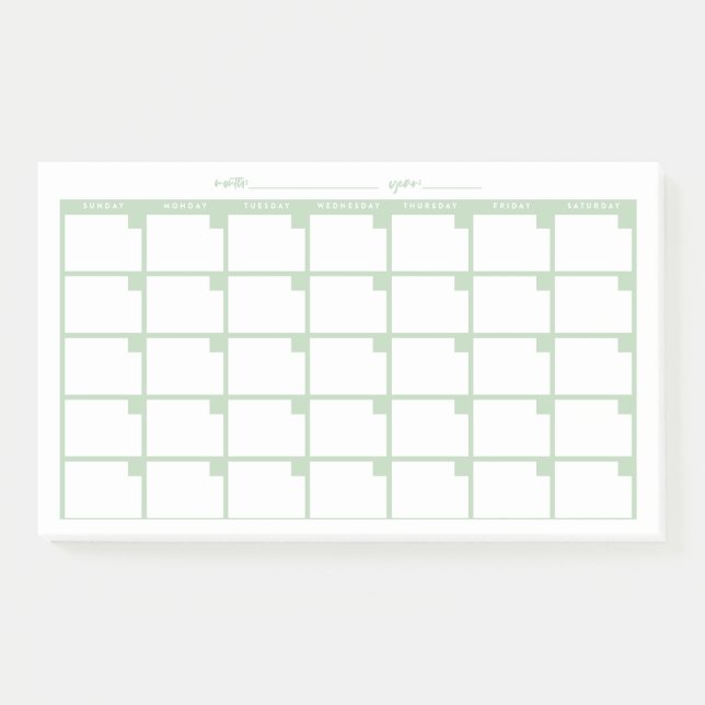 Undateter Sticky-Notiz-Kalender - hellgrün Post-it Klebezettel (Vorderseite)