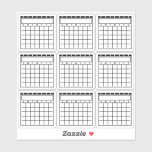 Undatierte leere Kalender Planer Aufkleber