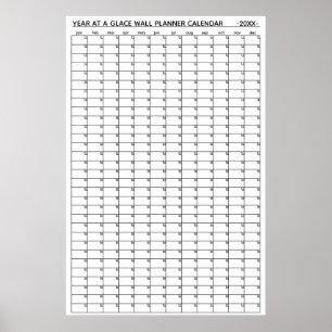 Undatierter Jahresübersichts-Wandplaner-Kalender Poster