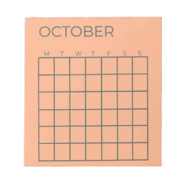 Undatierter Oktober-Kalender für Planer Notizblock