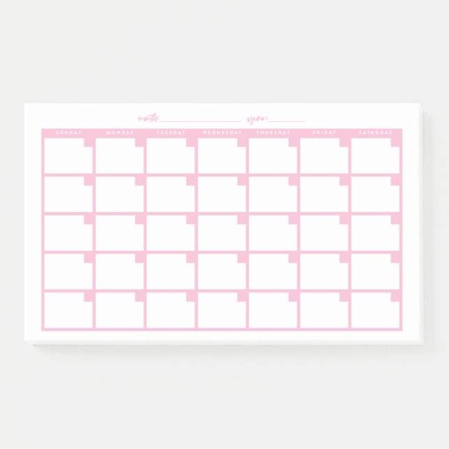 Undatierter Sticky-Notiz-Kalender - Rosa Post-it Klebezettel (Vorderseite)